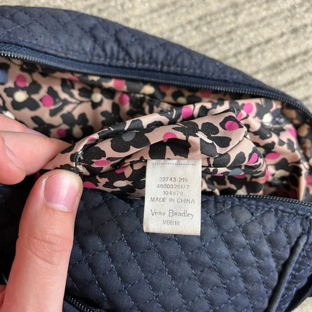 Vera Bradley Navy Blue Quilted Microfiber Hipster Crossbody Bag 22743-219